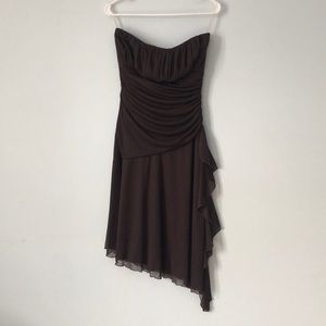 Brown strapless dress w/ ruching